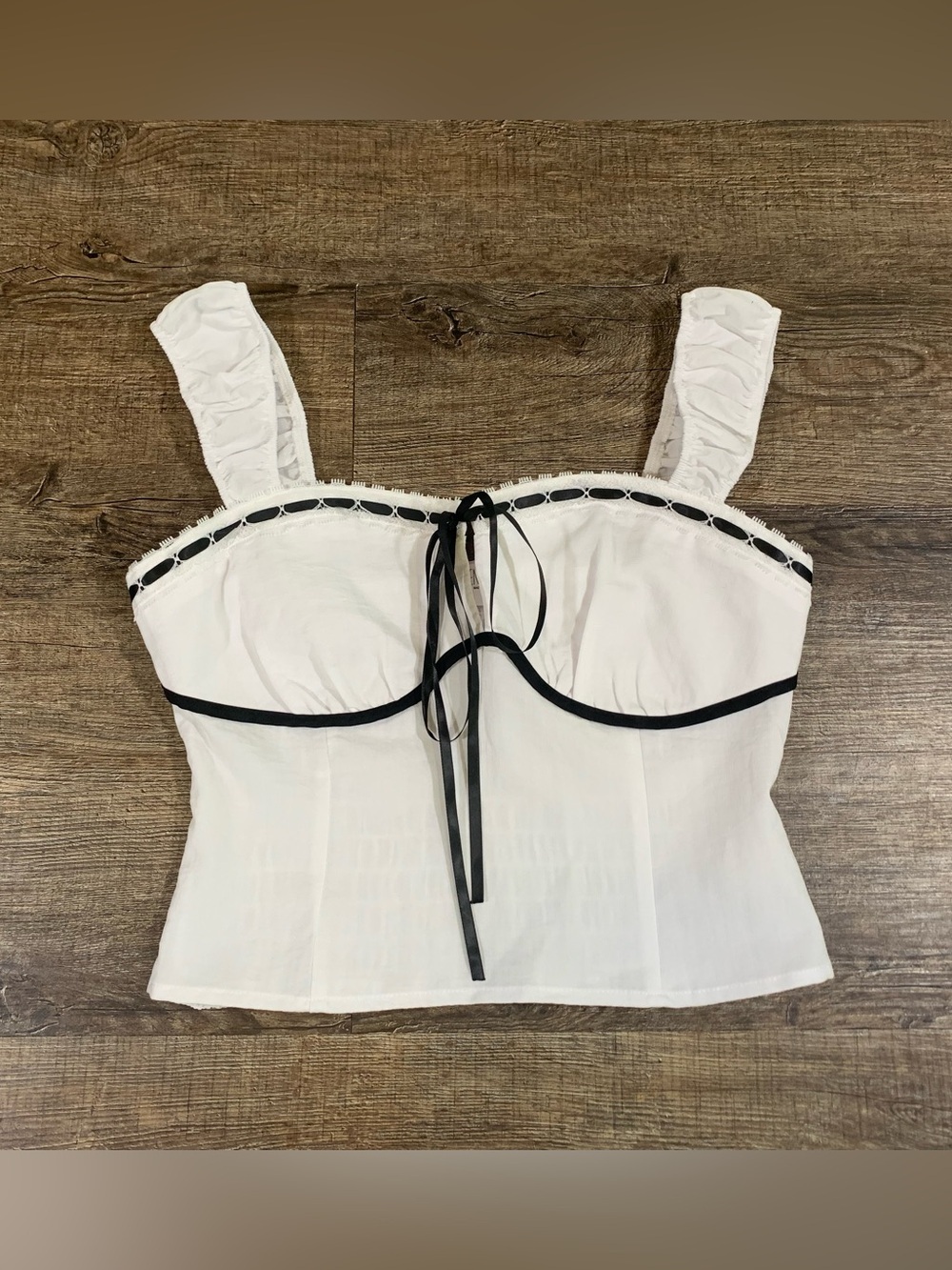 Sienna Sky White Babydoll Bustier Top Women’s Medium Smocked Back